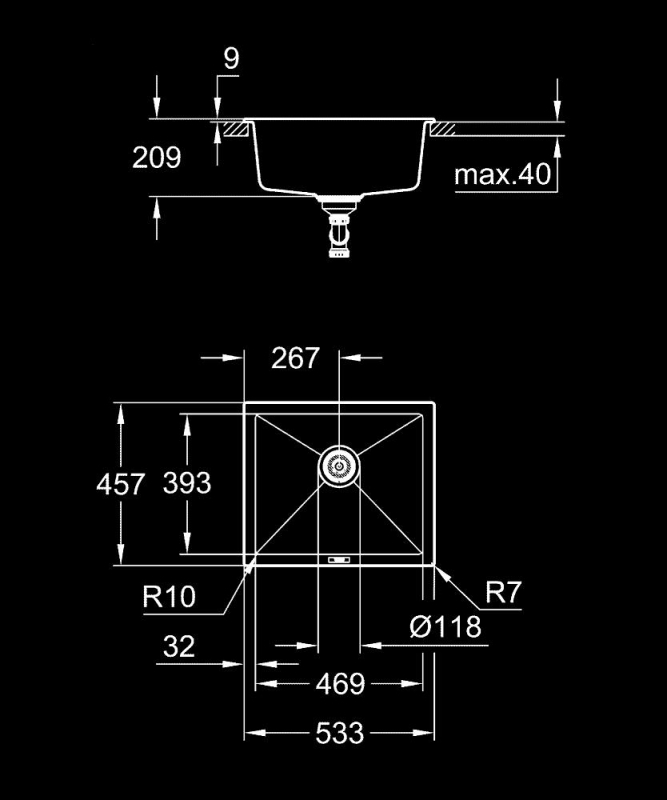 Grohe K700 Tezgahaltı Kompozit Eviye - 31654Ap0 - 3