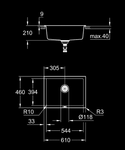 Grohe K700 Tezgahaltı Kompozit Eviye - 31655Ap0 - 3