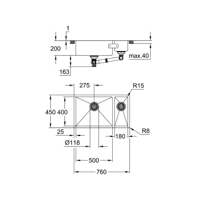 Grohe K700 Tezgahaltı Paslanmaz Çelik Eviye - 31575Sd1 - 2