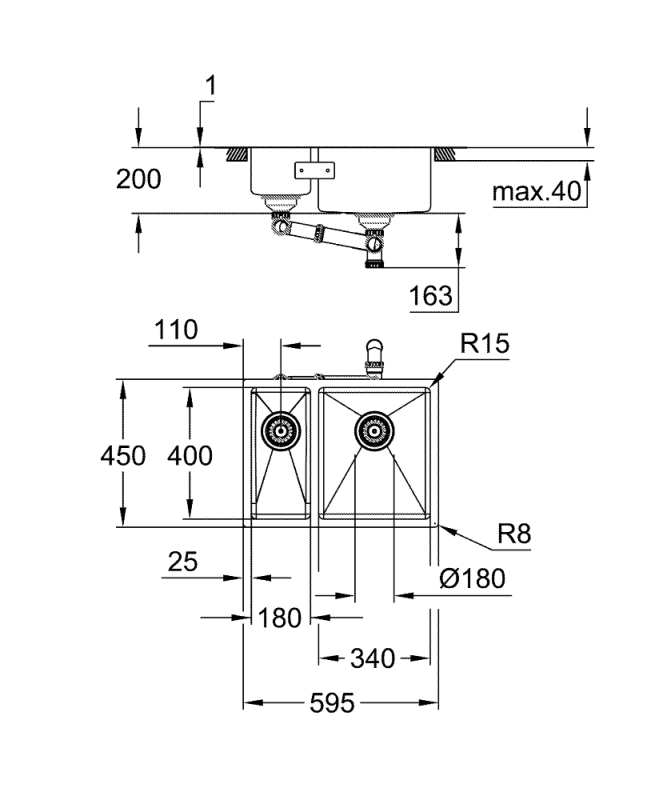 Grohe K700 Tezgahaltı Paslanmaz Çelik Eviye - 31576Sd1 - 3