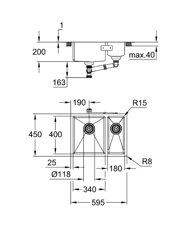 Grohe K700 Tezgahaltı Paslanmaz Çelik Eviye - 31577Sd1 - 3