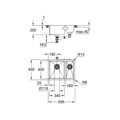 Grohe K700 Tezgahaltı Paslanmaz Çelik Eviye - 31577Sd1 - 2