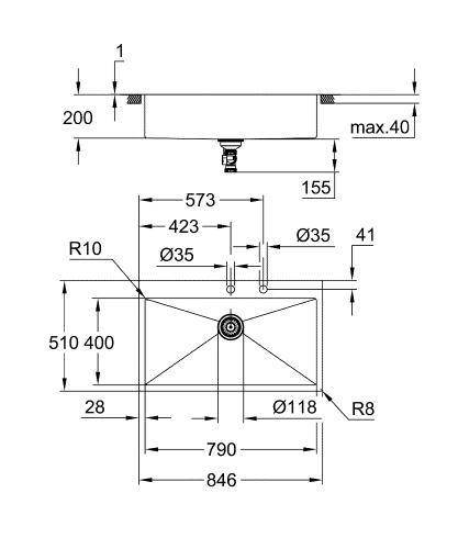 Grohe K800 Paslanmaz Çelik Eviye - 31584Sd1 - 3