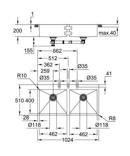 Grohe K800 Paslanmaz Çelik Eviye - 31585Sd1 - 3