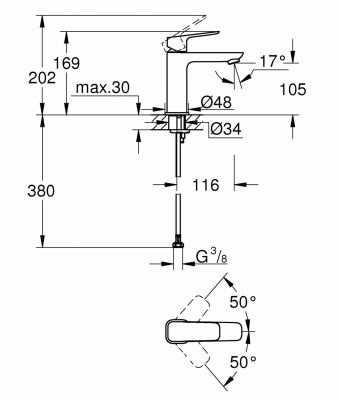 Grohe Lavabo Bataryası Cubeo M-Boyut Krom - 1017550000 - 3