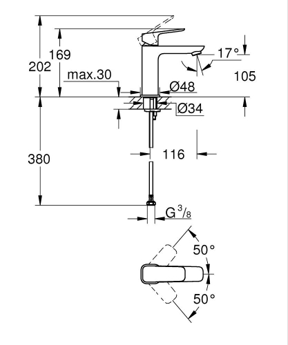 Grohe Lavabo Bataryası Cubeo M-Boyut Krom - 1017550000 - 5