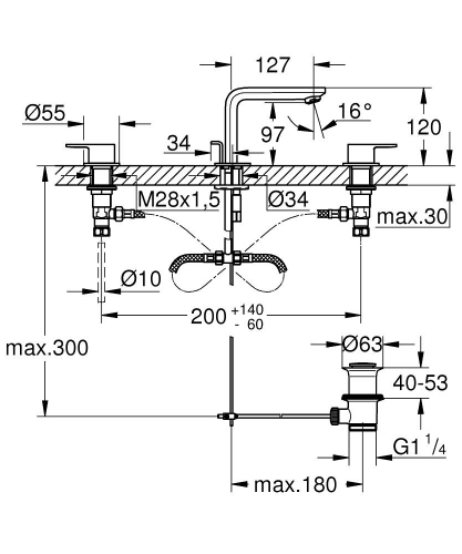 Grohe Lineare 3 Delikli Lavabo Bataryası 1/2