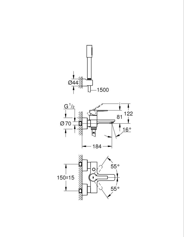 Grohe Lineare Tek Kumandalı Banyo Bataryası - 33850001 - 3