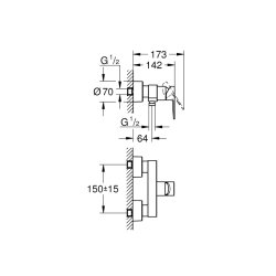 Grohe Lineare Tek Kumandalı Duş Bataryası - 33865Al1 - 2