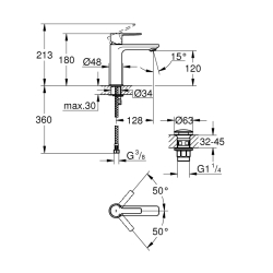 Grohe Lineare Tek Kumandalı Lavabo Bataryası
S-Boyut - 23106Al1 - 2