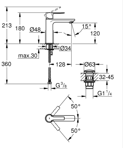 Grohe Lineare Tek Kumandalı Lavabo Bataryası
S-Boyut - 23106Al1 - 5