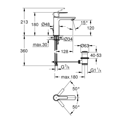 Grohe Lineare Tek Kumandalı Lavabo Bataryası
S-Boyut - 32114Dc1 - 2