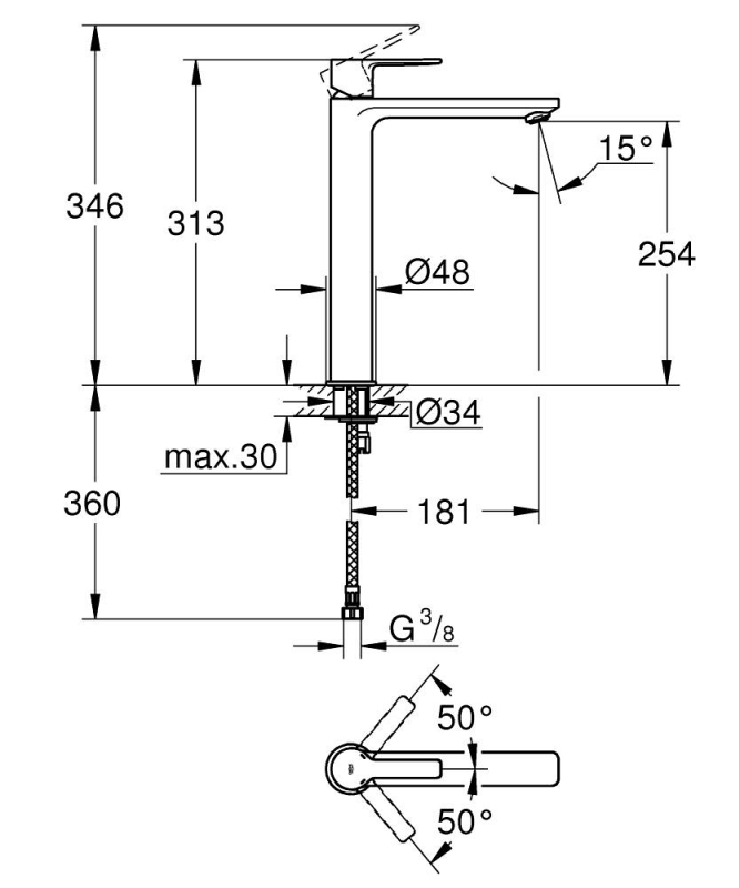 Grohe Lineare Tek Kumandalı Lavabo Bataryası
Xl-Boyut - 23405Dc1 - 5