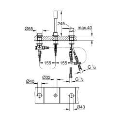 Grohe Lineare Üç Delikli Tek Kumandalı Banyo Kombinasyonu - 19965001 - 2