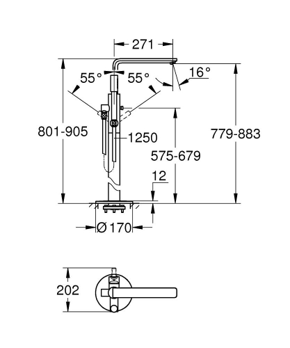 Grohe Lineare Yerden Küvet Bataryası - 23792001 - 3