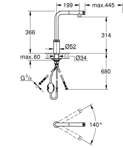 Grohe Minta Smartcontrol Eviye Bataryası - 31613000 - 4
