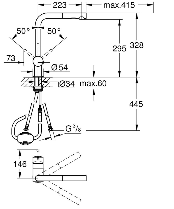 Grohe Minta Tek Kumandalı Eviye Bataryası - 30274000 - 3