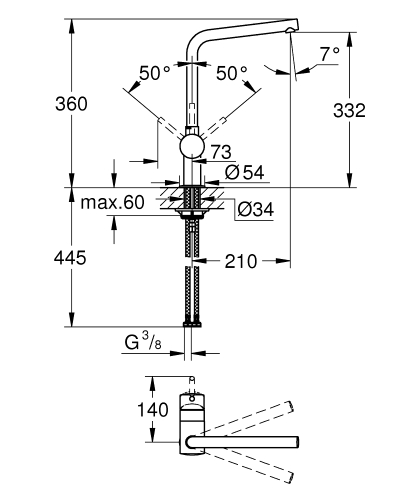 Grohe Minta Tek Kumandalı Eviye Bataryası - 31375000 - 4