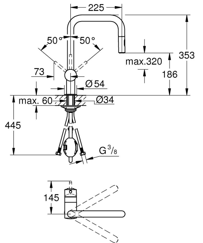 Grohe Minta Tek Kumandalı Eviye Bataryası - 32322002 - 3