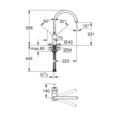 Grohe Minta Tek Kumandalı Eviye Bataryası - 32917000 - 2