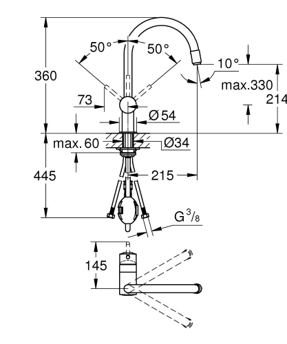 Grohe Minta Tek Kumandalı Eviye Bataryası - 3291800E - 3