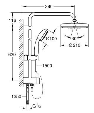 Grohe New Tempesta Cosmopolitan 210 Termostatik Duş Sistemi - 26302001 - 2