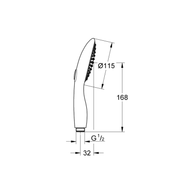 Grohe Power&Soul 115 El Duşu 2 Akışlı, Gece Grisi Sprey Plakası - 27671000 - 2