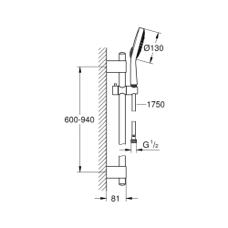 Grohe Power&Soul Cosmopolitan 130 Sürgülü Duş Seti 4+ Akışlı - 27734000 - 2