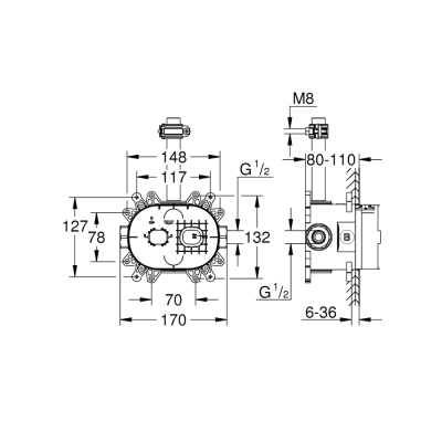 Grohe Rainshower 360 Tepe Duşu İçin İç Gövde - 26264001 - 2