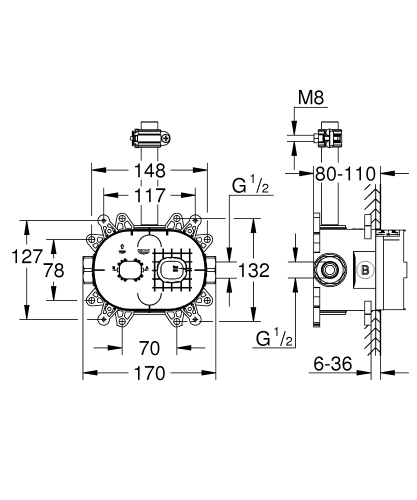 Grohe Rainshower 360 Tepe Duşu İçin İç Gövde - 26264001 - 3