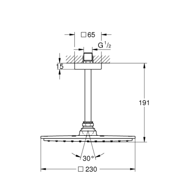 Grohe Rainshower Allure 230 Tavan Çıkışlı Tek Akışlı Tepe Duşu 154 Mm - 26065000 - 2