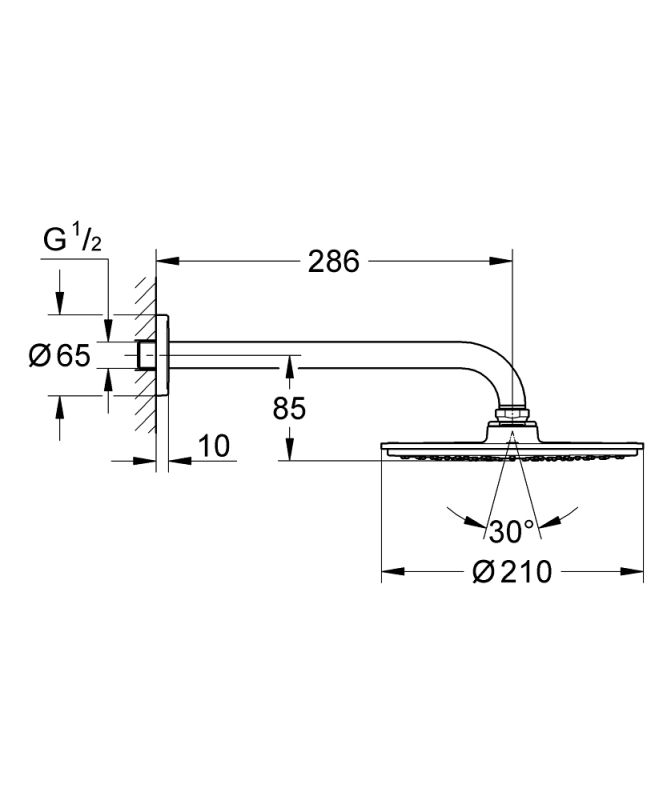 Grohe Rainshower Cosmopolitan 210 Tek Akışlı Tepe Duşu Seti 286 Mm - 26052000 - 3