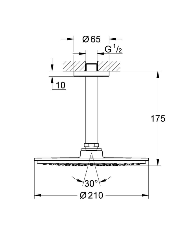 Grohe Rainshower Cosmopolitan 210 Tepe Duşu Seti 142 Mm, Tek Akışlı - 26063000 - 3