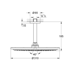 Grohe Rainshower Cosmopolitan 310 Tepe Duşu Seti 142 Mm, Tek Akışlı - 26067000 - 2