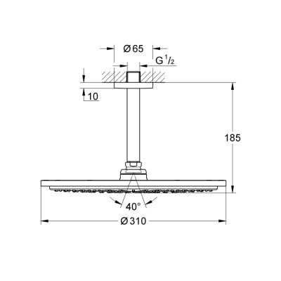 Grohe Rainshower Cosmopolitan 310 Tepe Duşu Seti 142 Mm, Tek Akışlı - 26067Be0 - 2