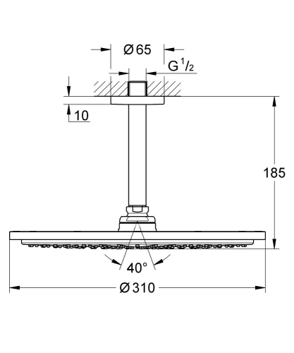 Grohe Rainshower Cosmopolitan 310 Tepe Duşu Seti 142 Mm, Tek Akışlı - 26067Gn0 - 3