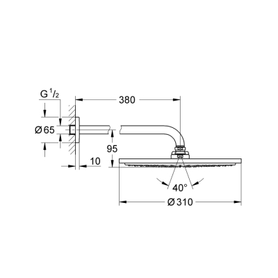 Grohe Rainshower Cosmopolitan 310 Tepe Duşu Seti 380 Mm, Tek Akışlı - 26056000 - 2