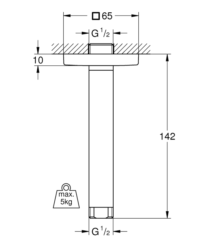 Grohe Rainshower Duş Başlığı Dirseği 142 Mm - 27485000 - 3