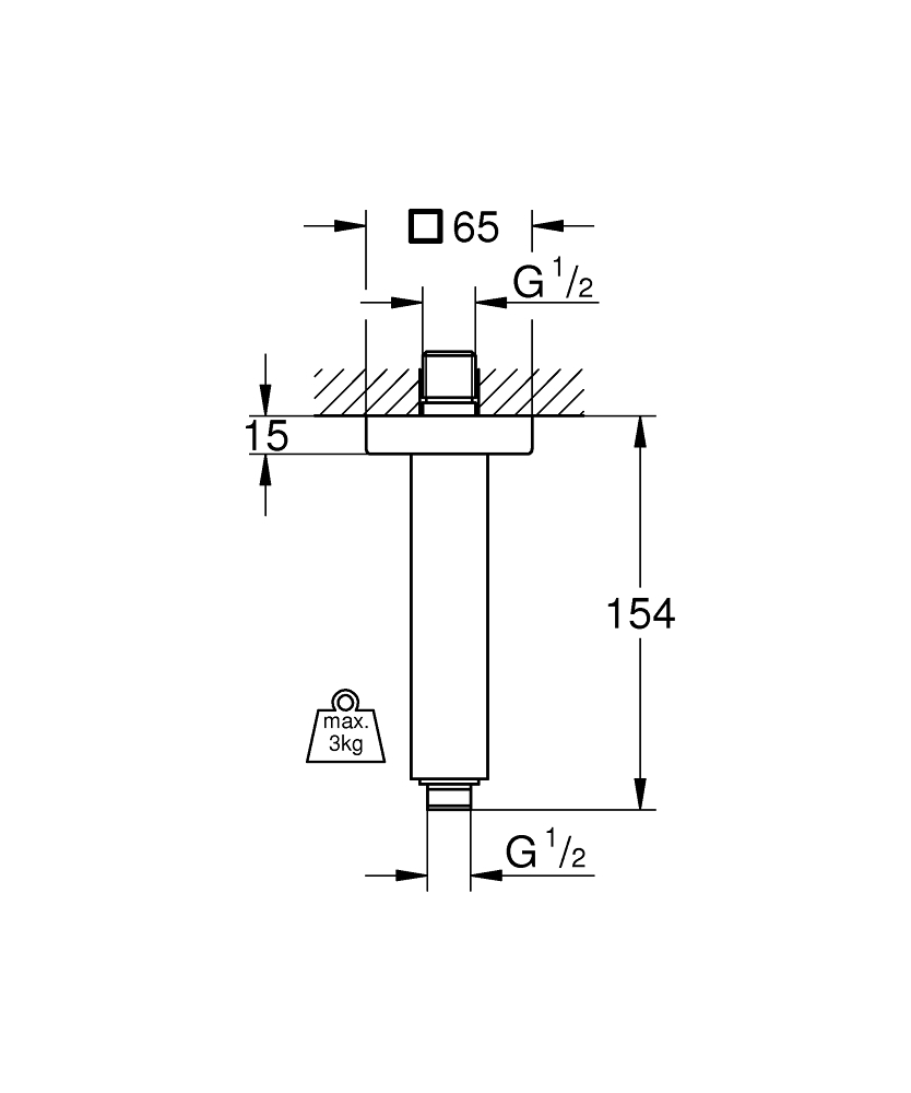 Grohe Rainshower Duş Başlığı Dirseği 154 Mm - 27711000 - 3