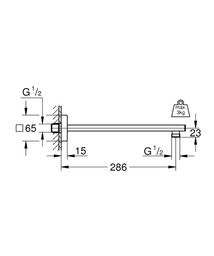 Grohe Rainshower Duş Başlığı Kolu 286 Mm - 27709000 - 3