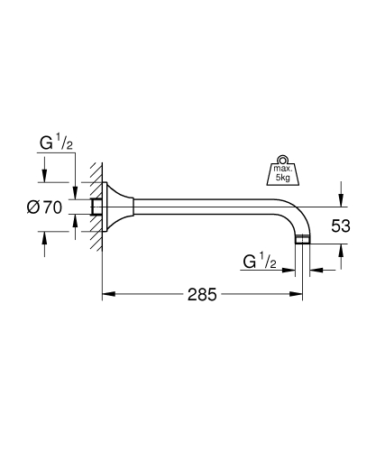 Grohe Rainshower Grandera Duş başlığı dirseği 285 mm - 26900IG0 - 3