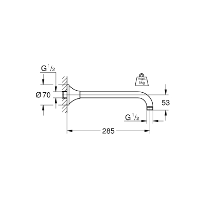 Grohe Rainshower Grandera Duş Başlığı Dirseği 285 Mm - 27986Da0 - 2