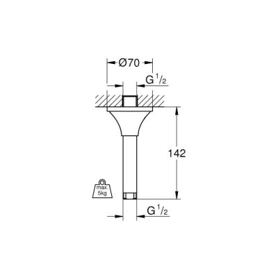 Grohe Rainshower Grandera Tavandan Duş Başlığı İniş Borusu, 142 mm - 26899000 - 2
