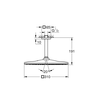 Grohe Rainshower Mono 310 Cube Tepe Duşu Seti 142 Mm, Tek Akışlı - 26566000 - 2