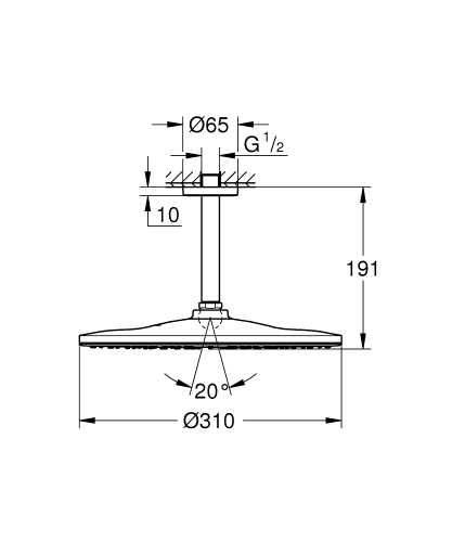 Grohe Rainshower Mono 310 Tepe Duşu Seti 142 Mm, Tek Akışlı - 26560000 - 3