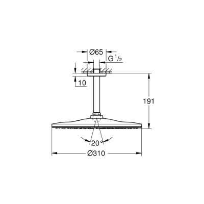 Grohe Rainshower Mono 310 Tepe Duşu Seti 142 Mm, Tek Akışlı - 26560000 - 2