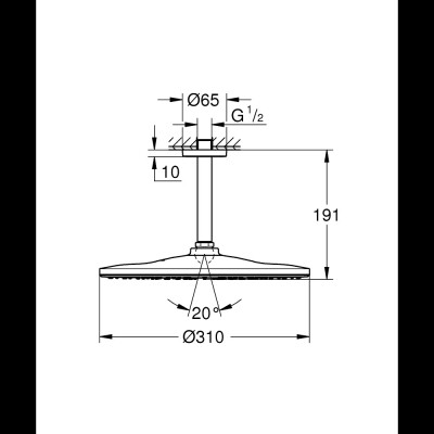 Grohe Rainshower Mono 310 Tepe Duşu Seti, 31 cm, Altın - 26560GL0 - 3