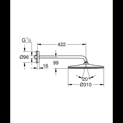Grohe Rainshower Mono 310 Tepe Duşu Seti, 31 cm, Sert Grafit - 26558A00 - 3