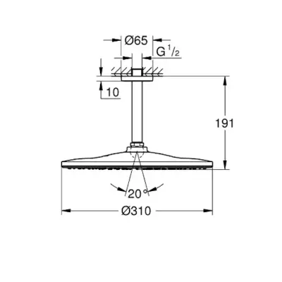 Grohe Rainshower Mono 310 Tepe Duşu Seti, 31 cm, Sert Grafit - 26560A00 - 2