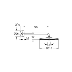 Grohe Rainshower Mono 310 Tepe Duşu Seti 422 Mm, Tek Akışlı - 26557000 - 2